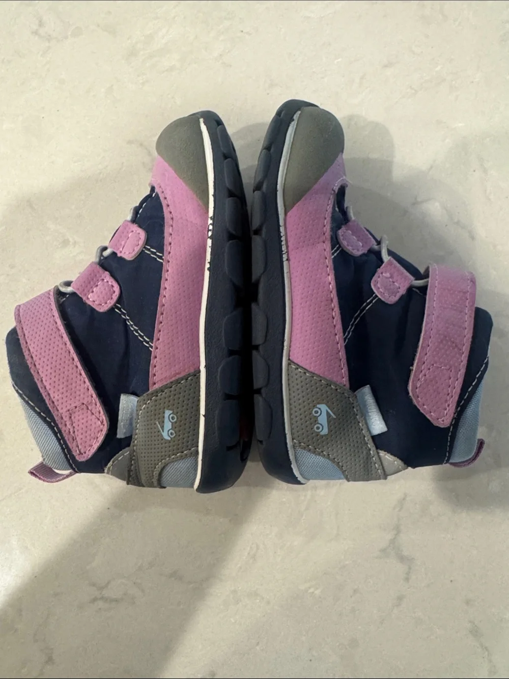 See Kai Run Sam Kids Dark Navy and Pink Waterproof Outdoor Boots Size 8